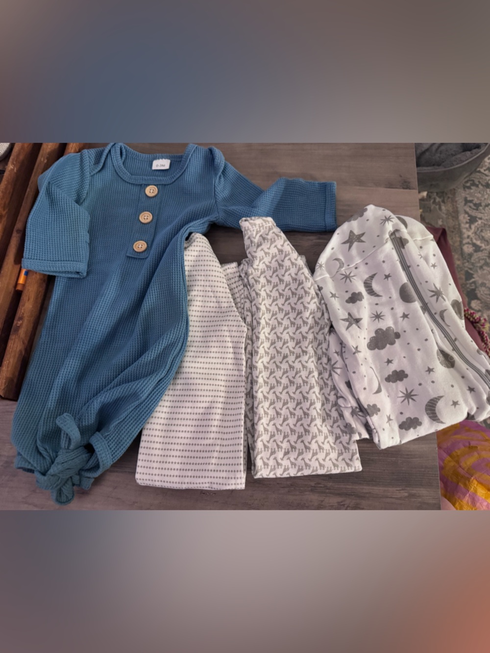 Open Rompers (elastic on bottom) and sleep sack long sleeve